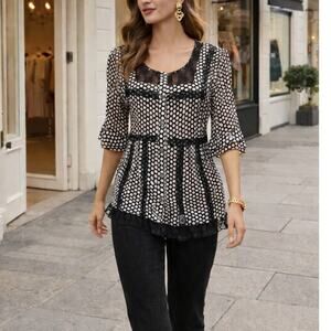 NY Collection Women's Lacy Blouse Sz. Medium Whimsigoth Coquette Y2K